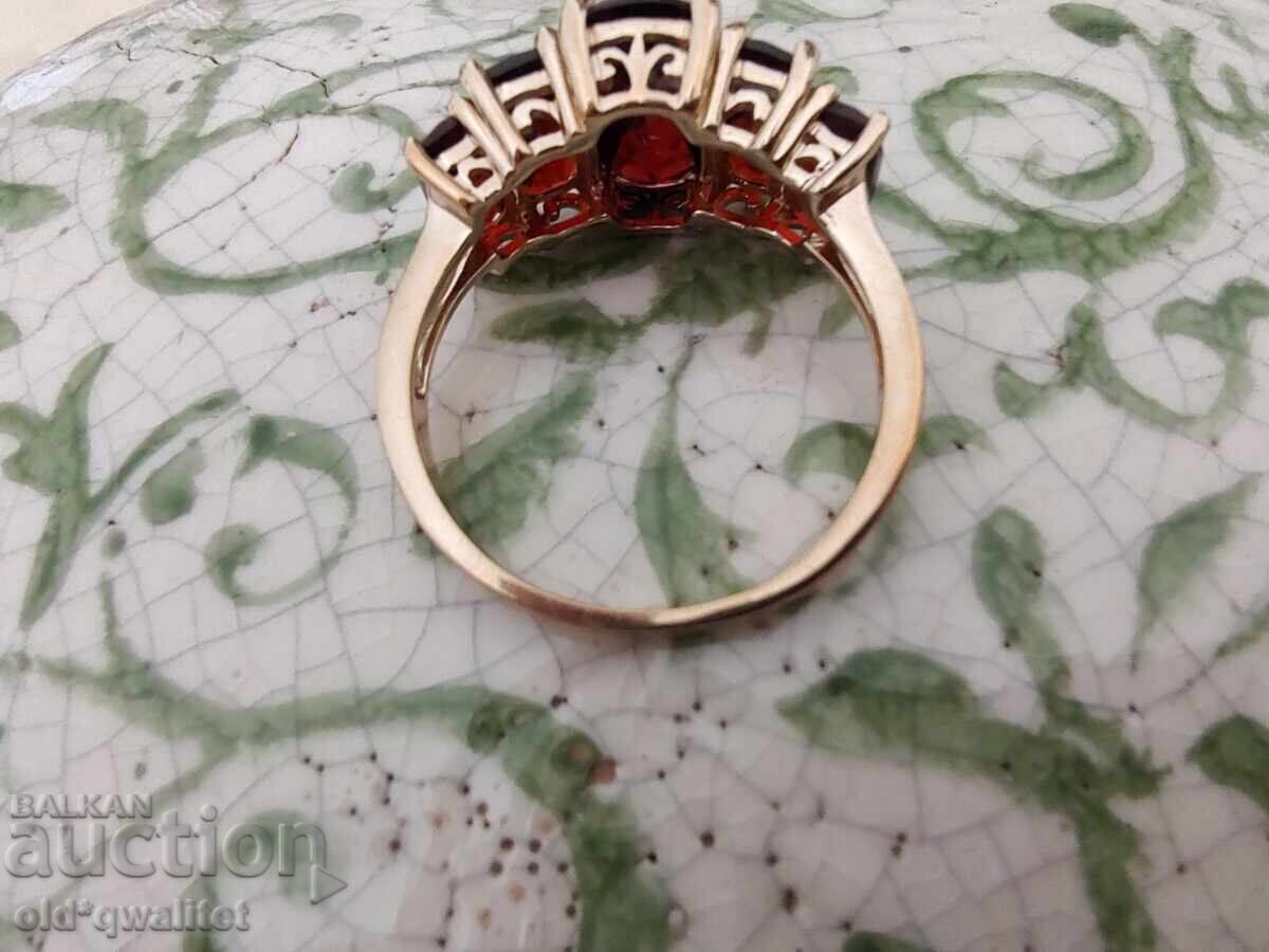 INEL ARGINT naturală: Granat ARGINT 925 AURIT - 5 INEL ARGINT naturală: Granat ARGINT 925 AURIT - 5