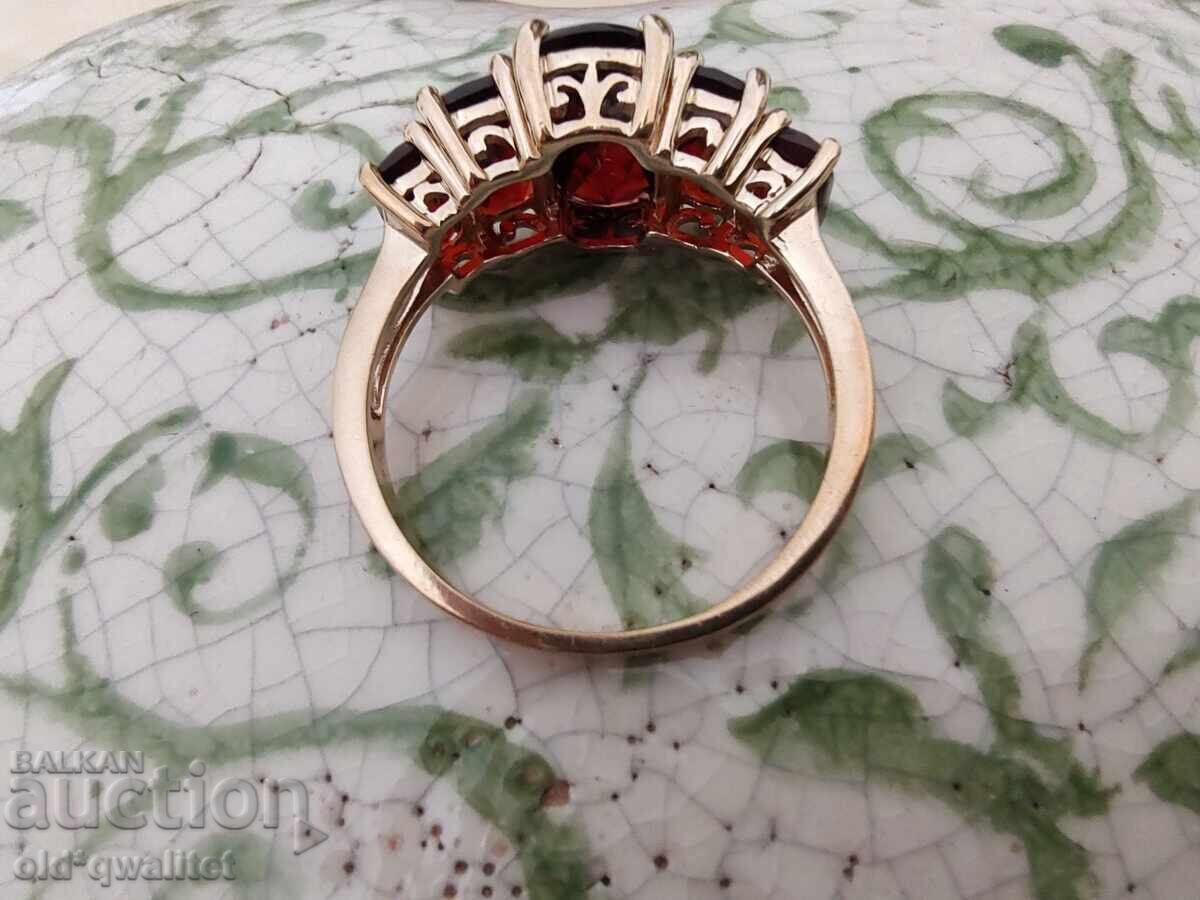 INEL ARGINT naturală: Granat ARGINT 925 AURIT - 6 INEL ARGINT naturală: Granat ARGINT 925 AURIT - 6