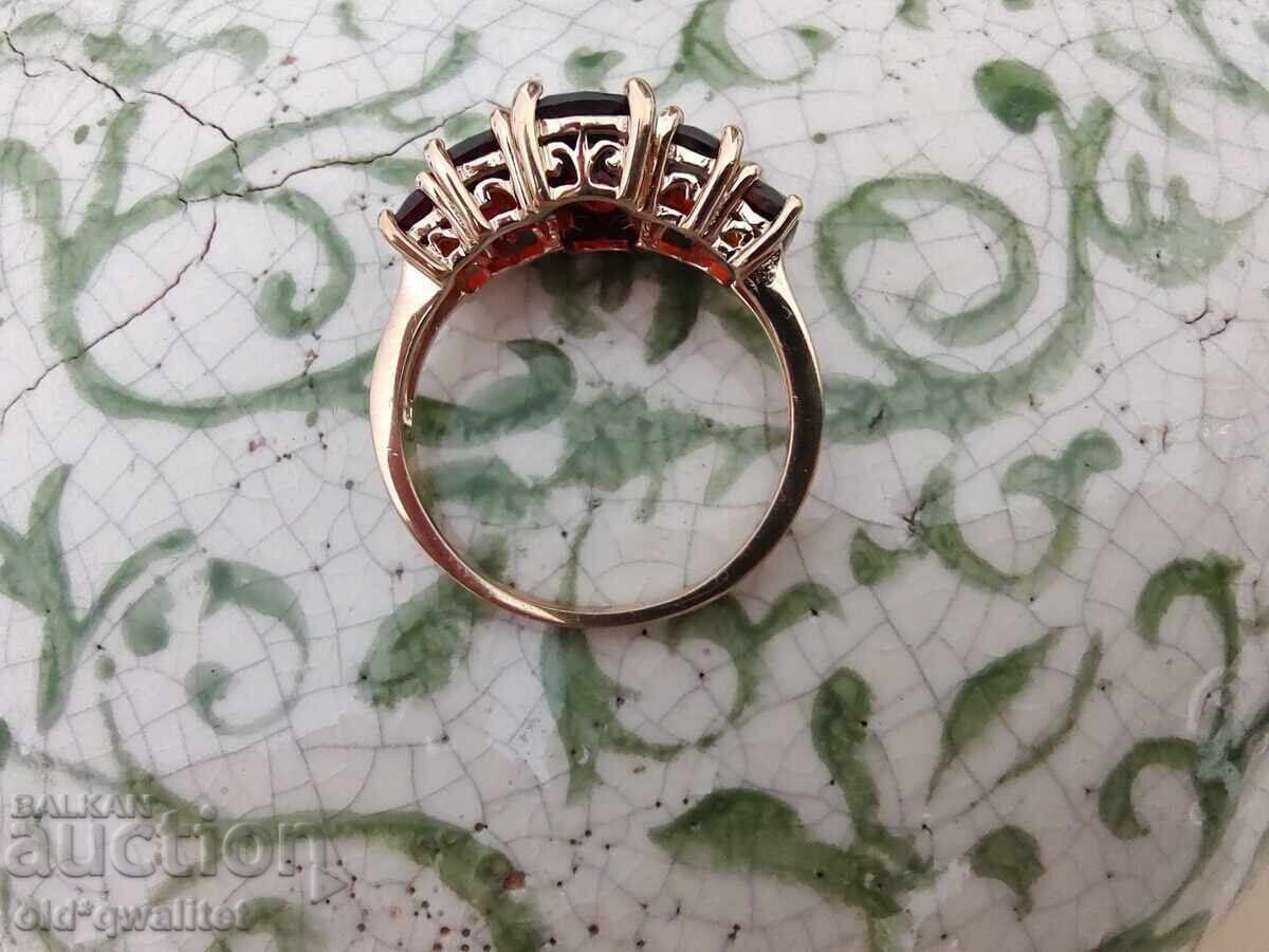 INEL ARGINT naturală: Granat ARGINT 925 AURIT - 7 INEL ARGINT naturală: Granat ARGINT 925 AURIT - 7