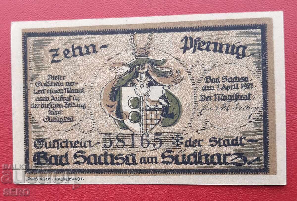 Banknote - Germany - Saxony - Bad Zax - 10 Pfennig 1921 with price 2.01 BGN | € 1.03 Banknote - Germany - Saxony - Bad Zax - 10 Pfennig 1921 with price 2.01 BGN | € 1.03