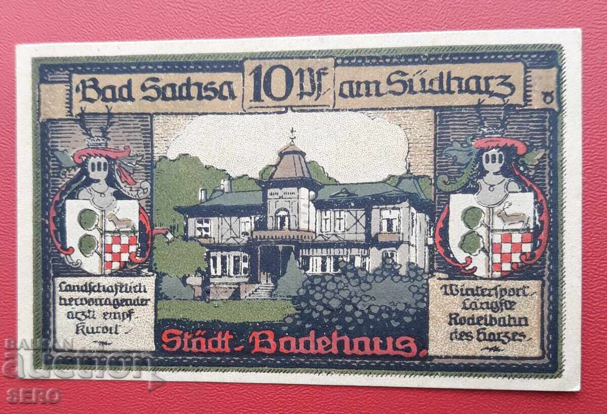 Banknote - Germany - Saxony - Bad Zax - 10 Pfennig 1921 Banknote - Germany - Saxony - Bad Zax - 10 Pfennig 1921