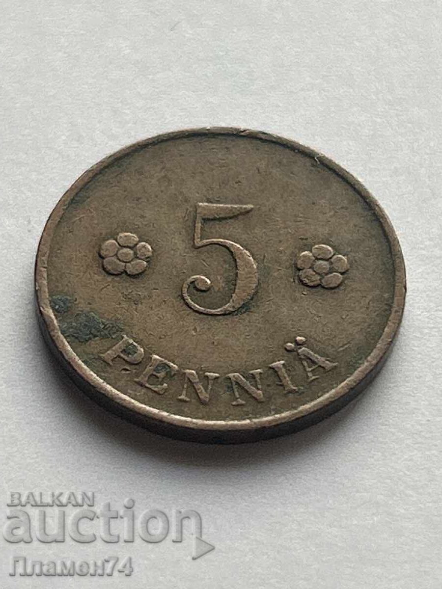 5 πένι 1921 Φινλανδία με τιμή 1.00 BGN | € 0.51