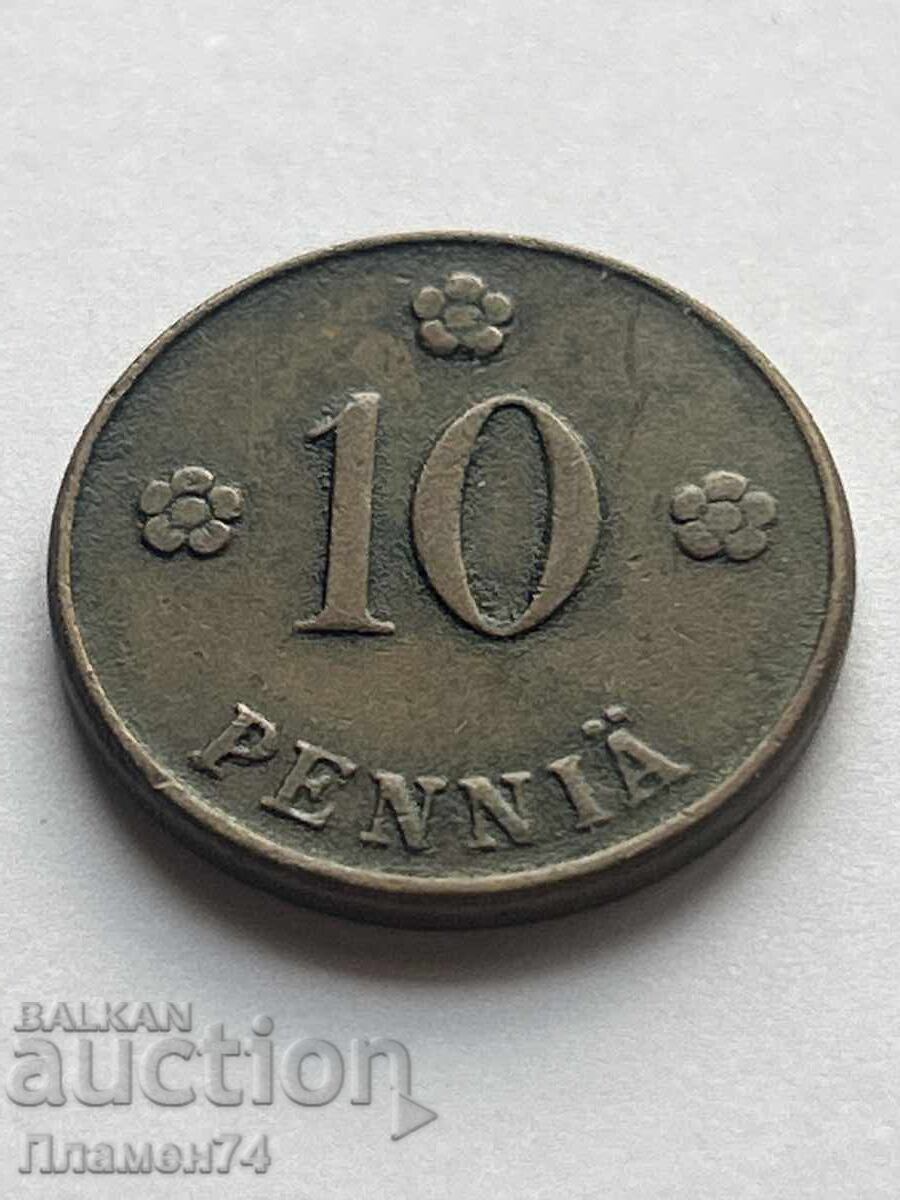 10 penni 1920 Finlanda cu preț 2.00 BGN | € 1.02