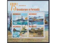 Bloc timbrat Desant Normandia Corabie Avion 2019 Mozambic