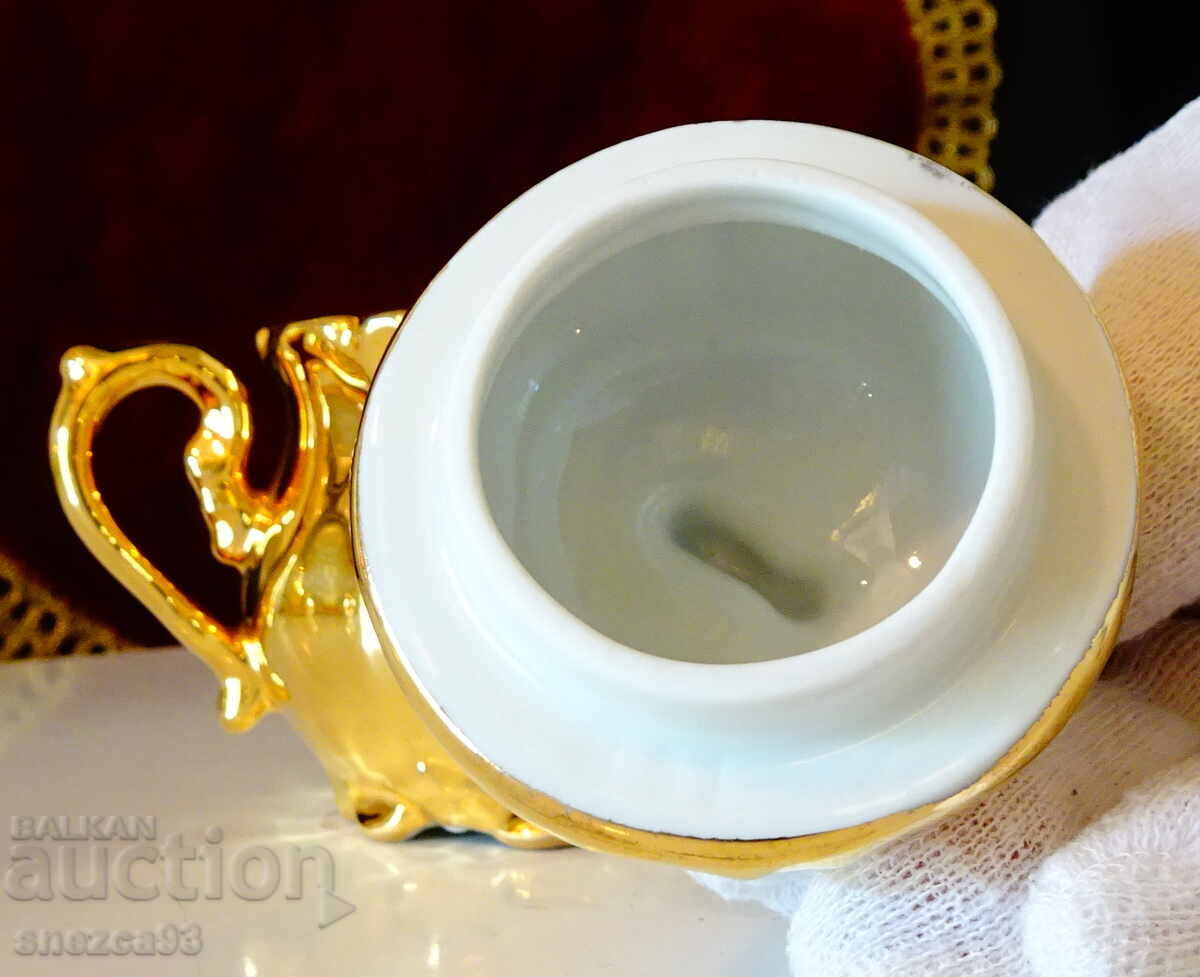 Licitație Zahărniță porțelan bavarez, aur pur, baroc