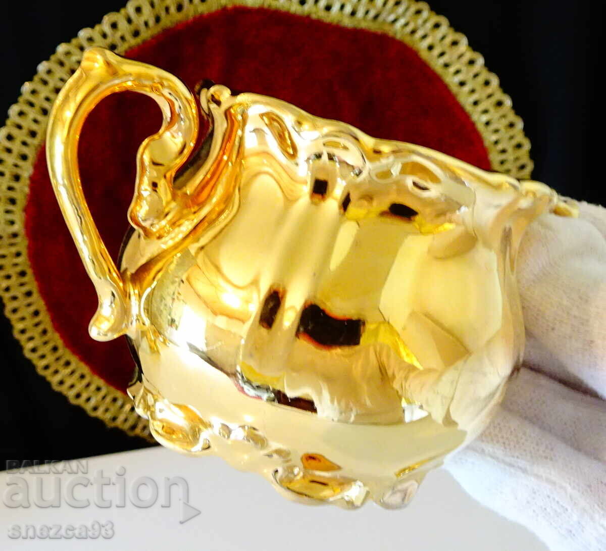 Zahărniță porțelan bavarez, aur pur, baroc - 7