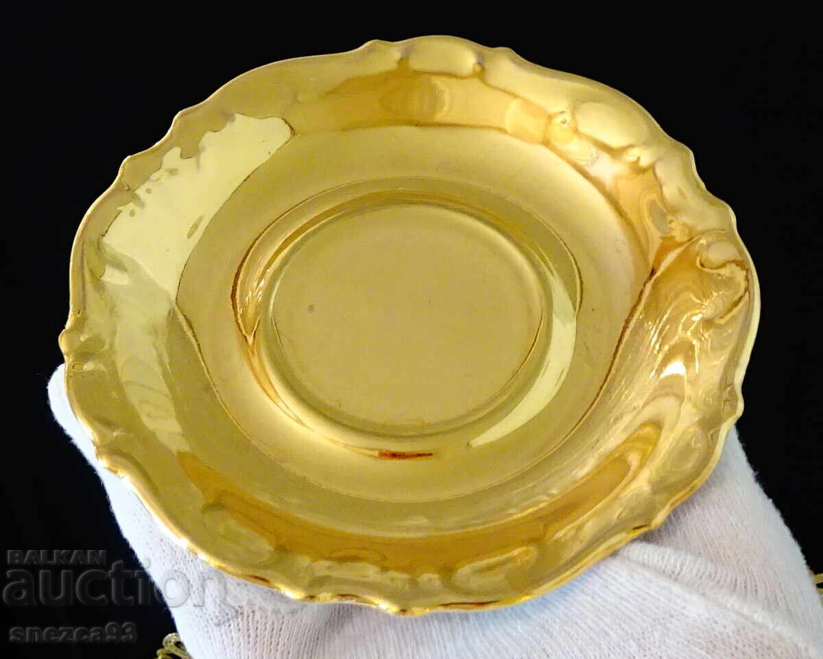 Bavarian porcelain bowl with plate, pure gold, baroque - 6