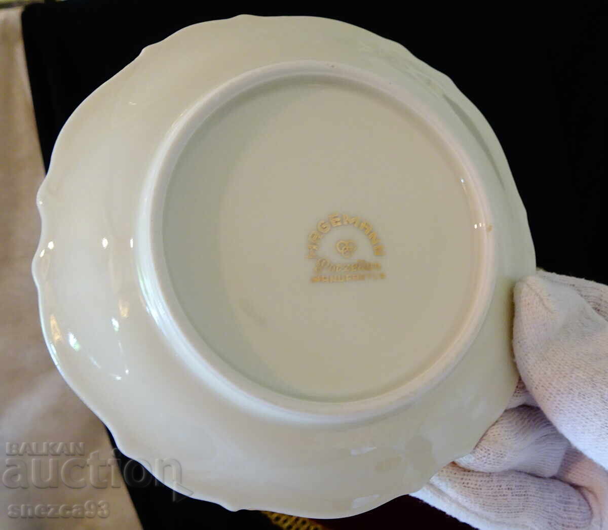 Bavarian porcelain bowl with plate, pure gold, baroque - 7