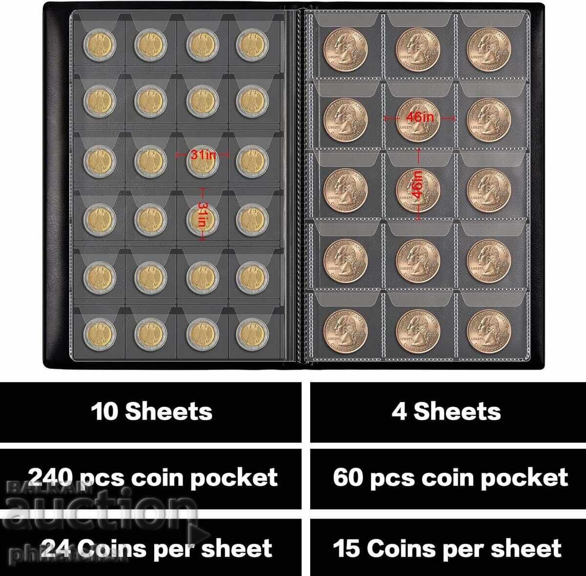 Elegant binder for 300 coins with 14 pages, black Elegant binder for 300 coins with 14 pages, black