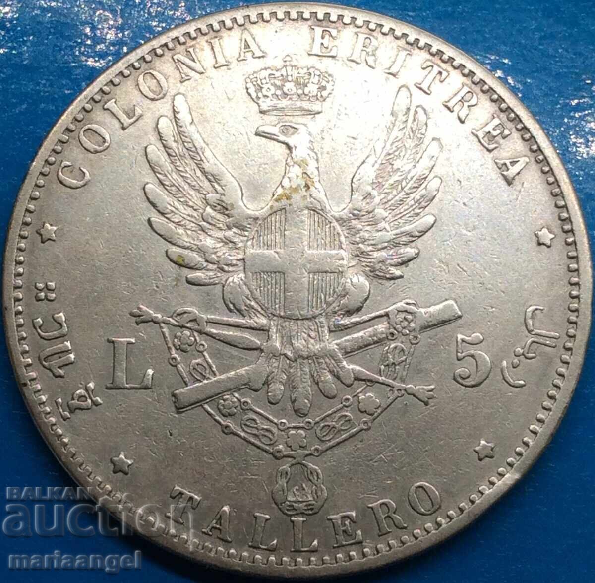 5 Lire 1896 Eritrea CERTIFICATE Thaler King Umberto I - 6 5 Lire 1896 Eritrea CERTIFICATE Thaler King Umberto I - 6