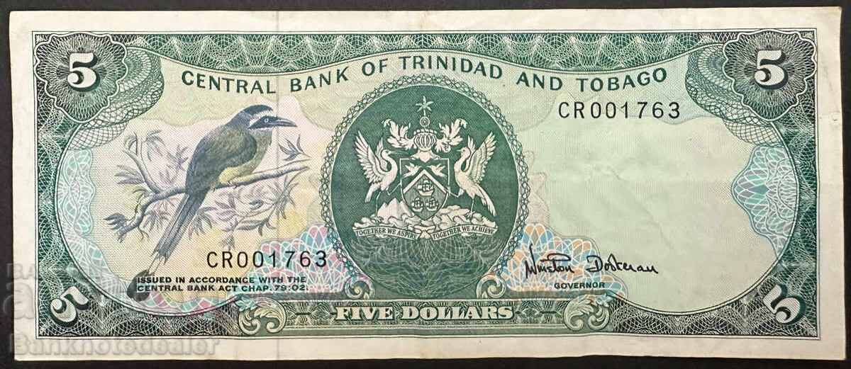 Trinidad and Tobago 5 Dollars 1985 Pick 37d Low nu 001763 Trinidad and Tobago 5 Dollars 1985 Pick 37d Low nu 001763