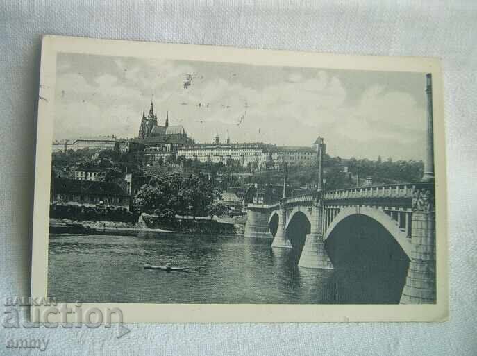 Παλιά καρτ ποστάλ φωτογραφία Πράγα 1942, γραμματόσημο και σφραγίδα Παλιά καρτ ποστάλ φωτογραφία Πράγα 1942, γραμματόσημο και σφραγίδα