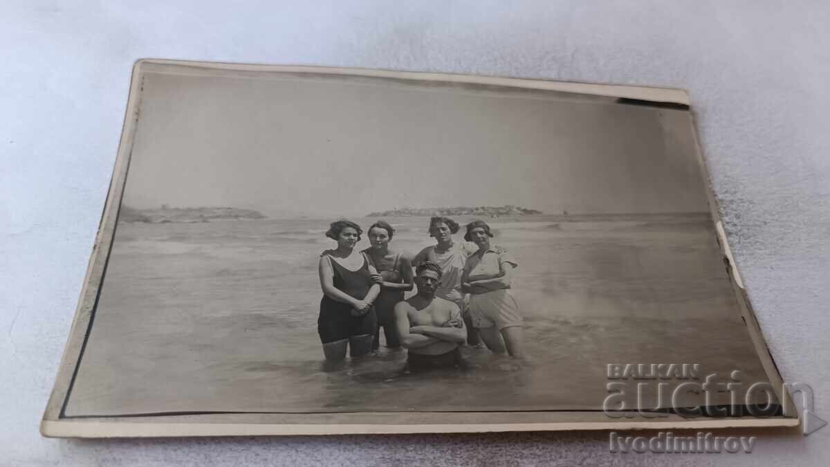 Burgas "C-ka" (likely a type of photograph) - Men and Young Girls on the Seashore 1937