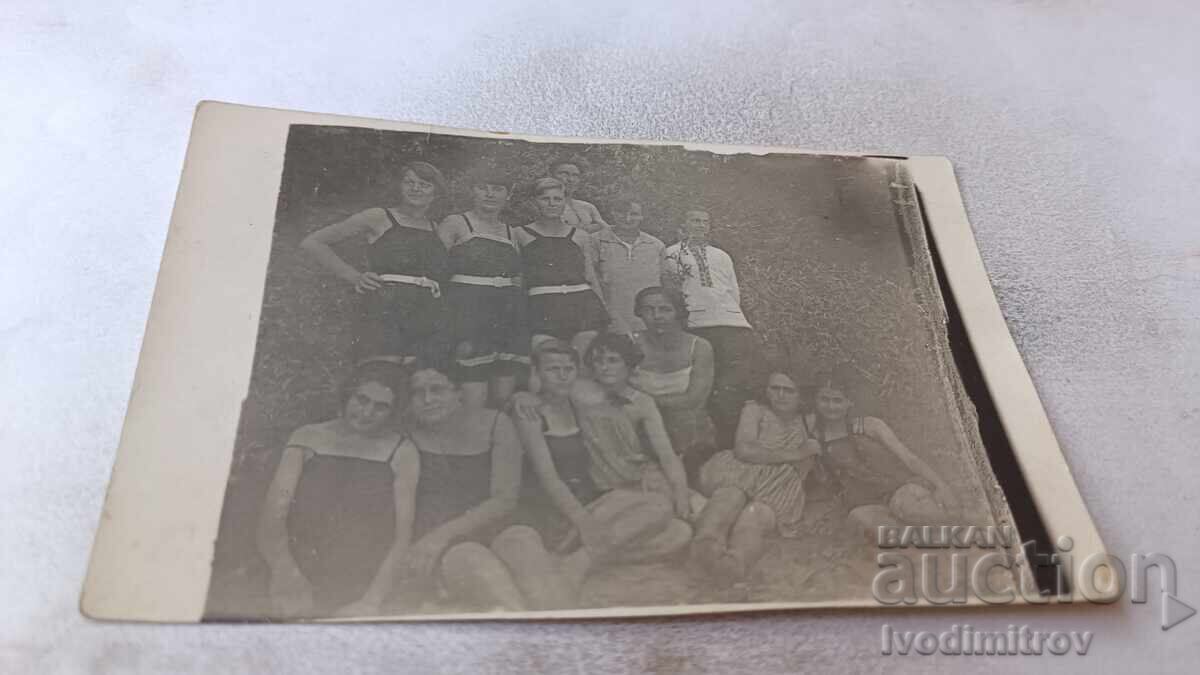 Photo Vidin, Man and Young Girls with Retro Swimsuits 1928