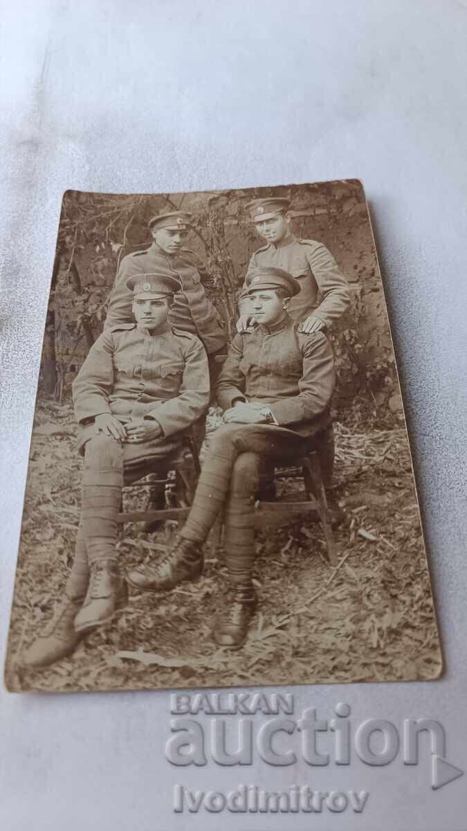 Photograph of Four Soldiers at the Front 1918 WWI