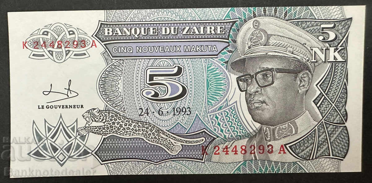 Ζαΐρ 5 Νέα Μακούτα 1993 Pick 53 Unc Ref 8293 με τιμή 3.00 BGN | € 1.53