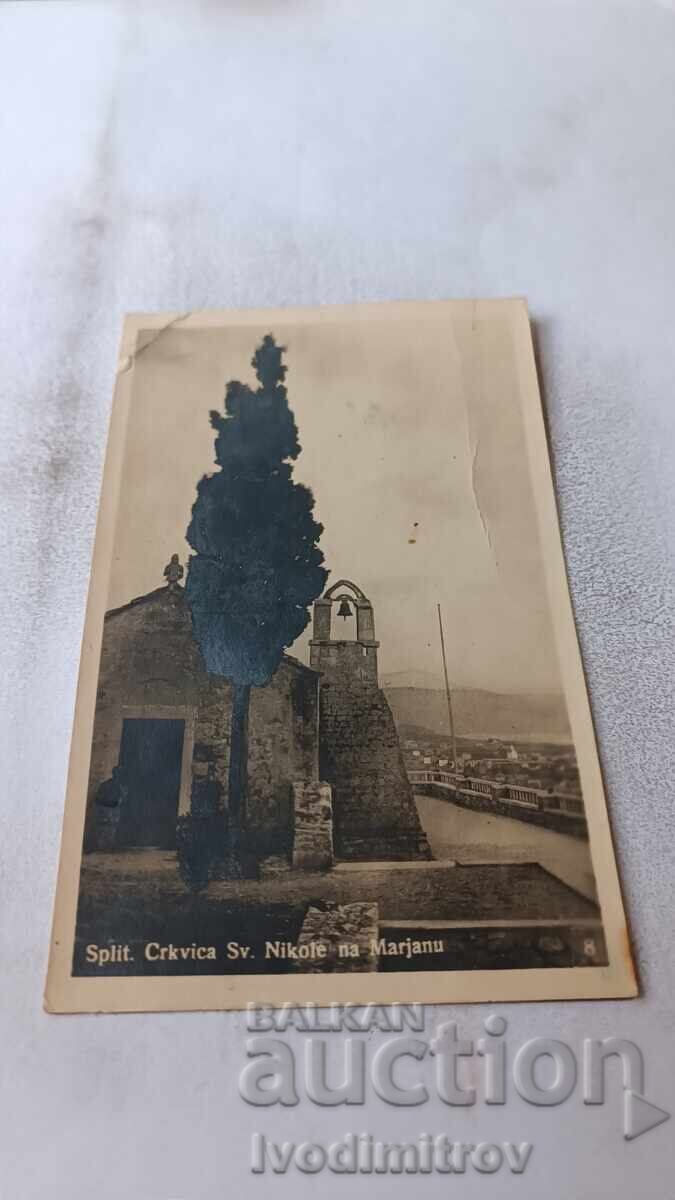 Postcard Split Crvica St. Nicholas on Marjan 1930