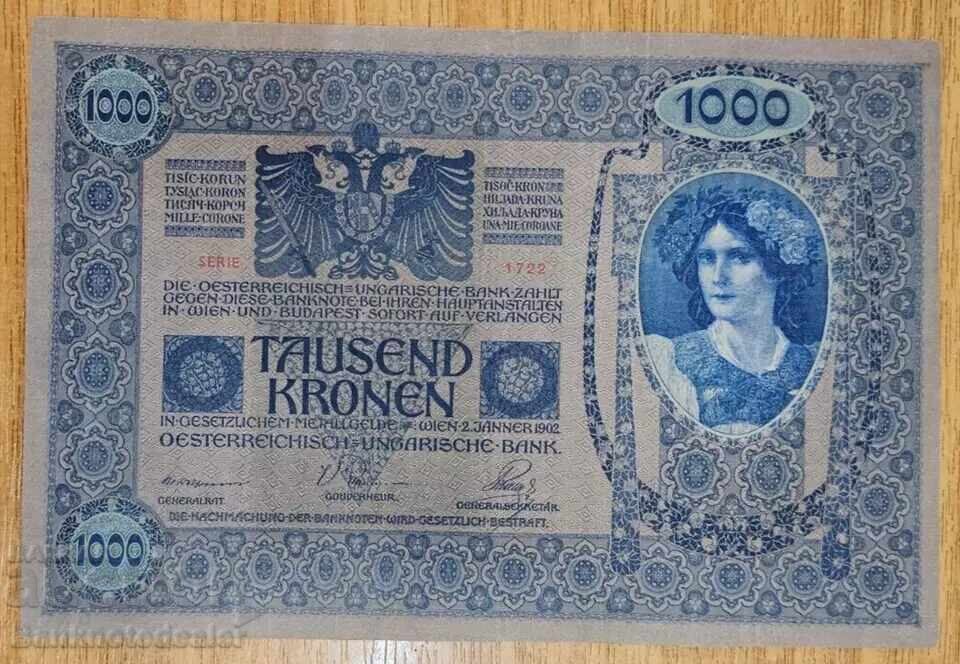 Austria-Hungary 1000 Kronen 1902 Pick 8 Ref 5815 Uncirculated
