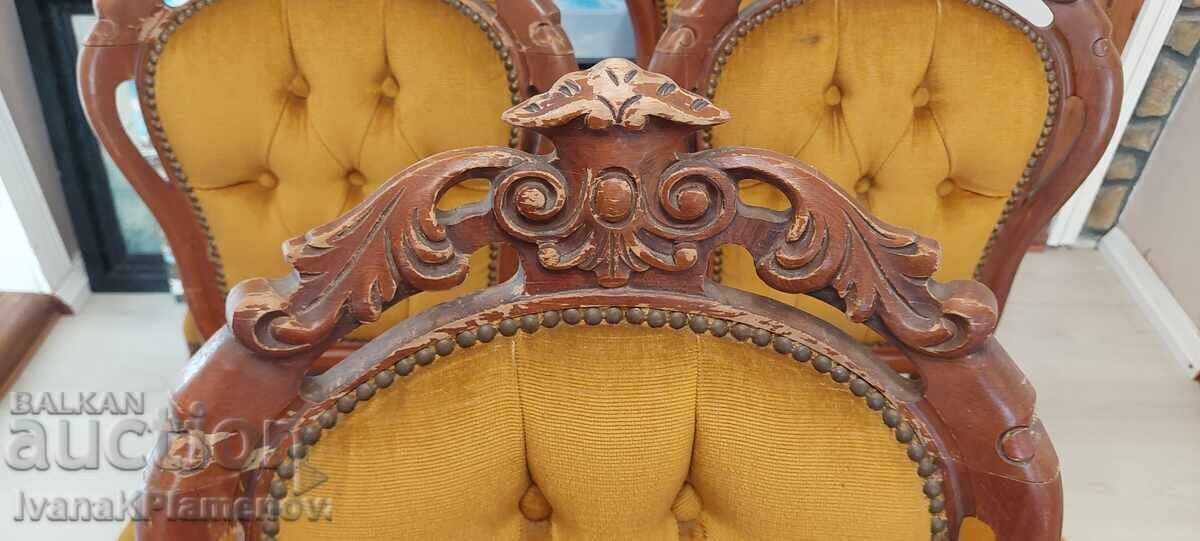 Scaune sculptate baroc pentru cunoscători, 5 bucăți - 7