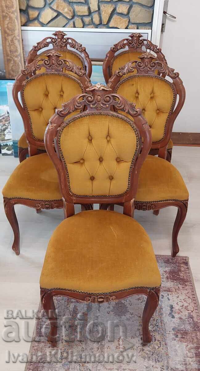 Scaune sculptate baroc pentru cunoscători, 5 bucăți
