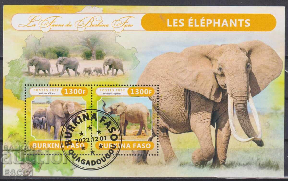 Σφραγισμένο μπλοκ Fauna Ελέφαντες 2022 από Μπουρκίνα Φάσο
