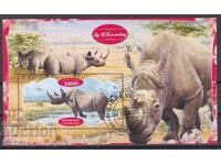 Bloc timbrat Fauna Rinoceri 2020 din Gabon