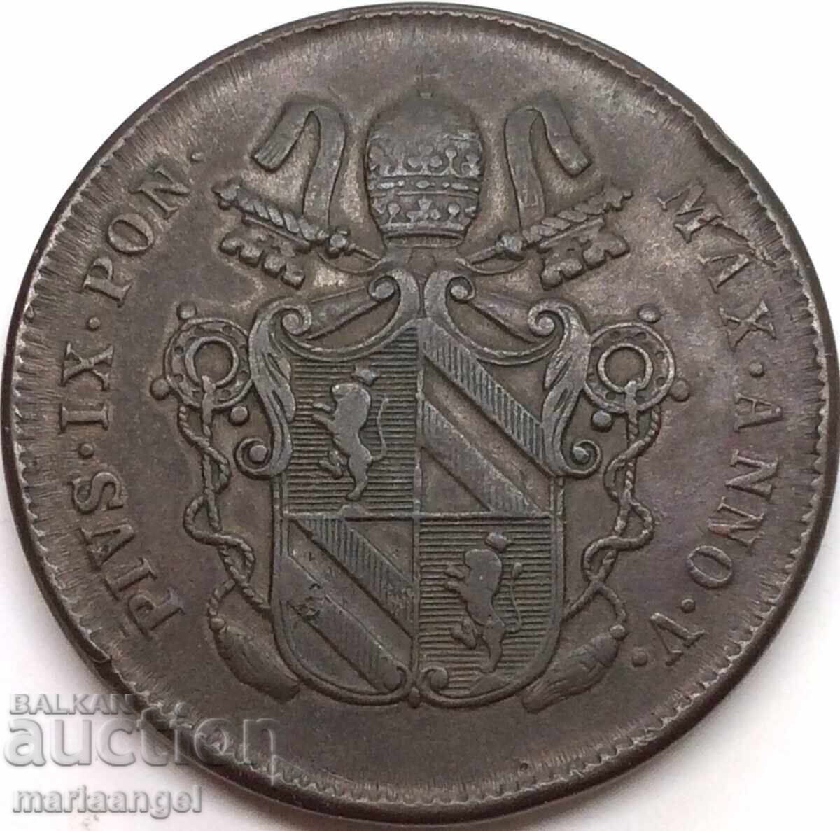 2 coins 1850 Vatican Rome 19g bronze - 5