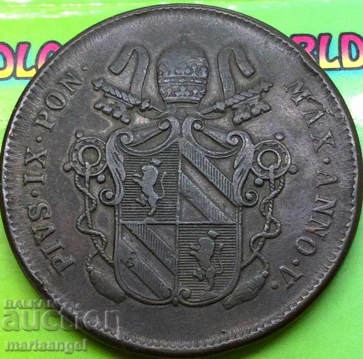 2 coins 1850 Vatican Rome 19g bronze - 6