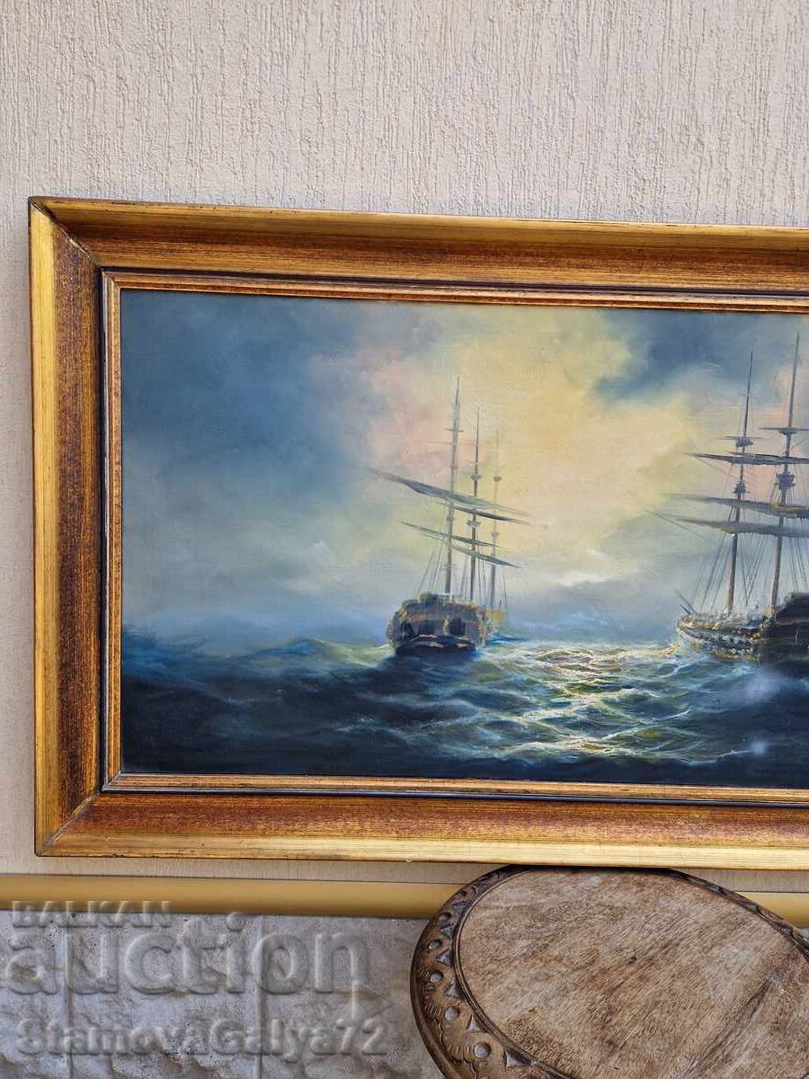 Top unică, enormă, de maestru, pictură ulei pe pânză - 5