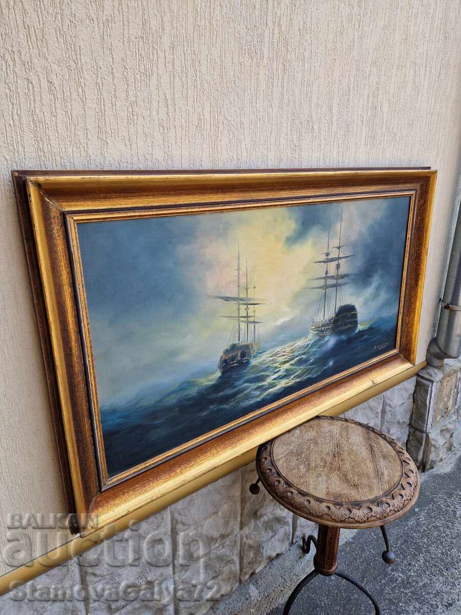 Top unică, enormă, de maestru, pictură ulei pe pânză - 6