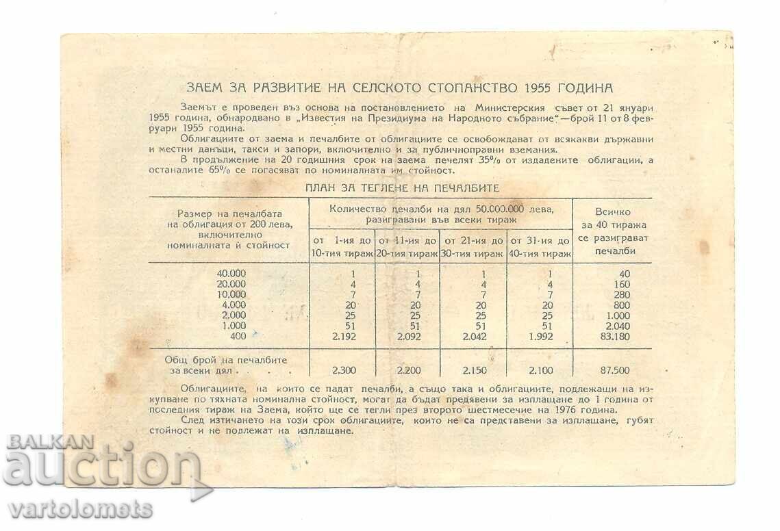 Облигация 20 лева 1955 г. -  НРБ с цена 3.00 лв. | € 1.53