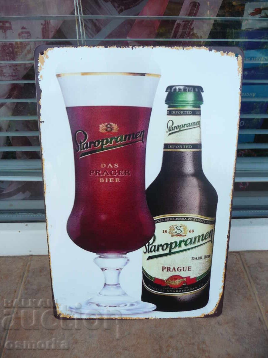 Metal sign beer Staropramen Prague Czech Republic Czech original