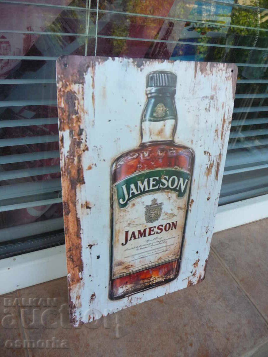 Metal sign Jameson Irish whiskey bottle full for drinking with price 18.00 BGN | € 9.20