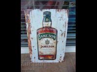 Placă metalică Jameson sticlă whisky irlandez plină pentru băut