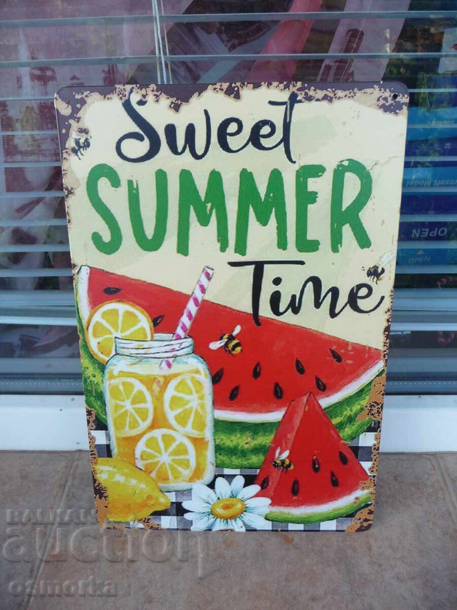 Μεταλλική πινακίδα Υπέροχο καλοκαίρι καρπούζι λεμονάδα πάγος διασκέδαση
