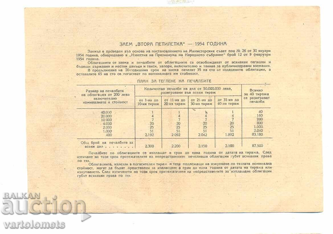Bond 40 leva 1954 - NRB with price 3.00 BGN | € 1.53
