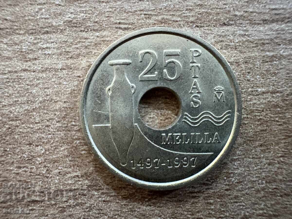 Ισπανία - 25 πεσέτες (1997) - Μελίλια