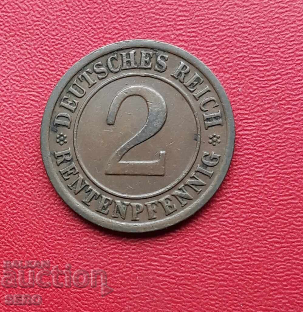 Germany-2 pfennig 1923 F-Stuttgart-rare year Germany-2 pfennig 1923 F-Stuttgart-rare year
