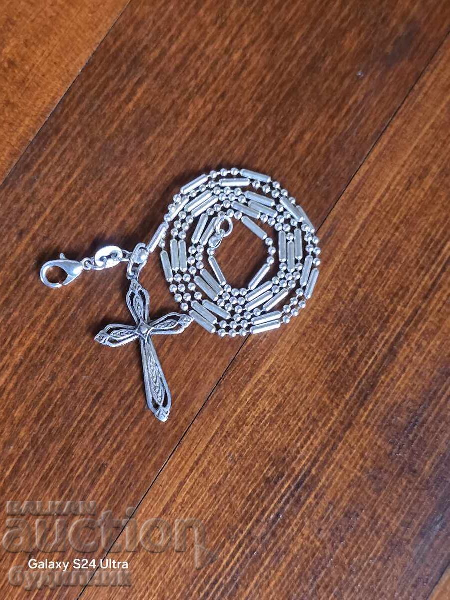 Δημοπρασία Ασημένια αλυσίδα με μενταγιόν. Ασήμι 925. 47εκ. Πωλούνται πάνω από 100