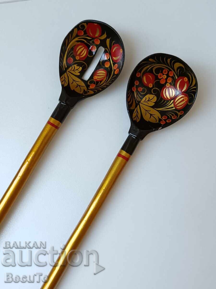 Руски дървени лъжици хохлома, топ състояние