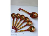 Linguri din lemn rusești Hohloma, stare excelentă