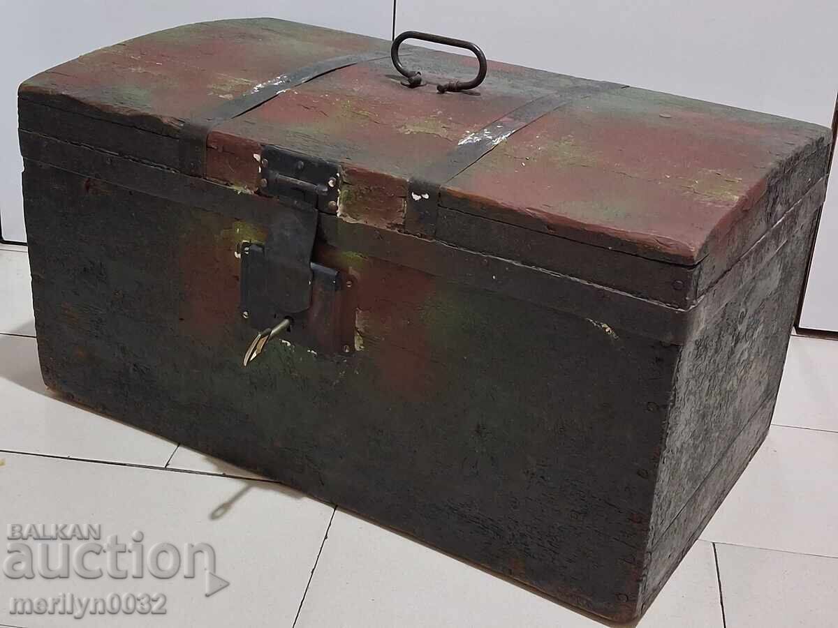 Old Bulgarian chest, trunk, cassette player, wooden Old Bulgarian chest, trunk, cassette player, wooden