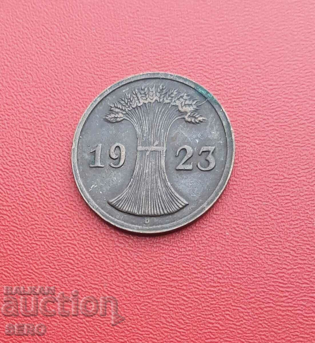 Germany-2 pfennig 1923 D-Munich-rare year with price 3.01 BGN | € 1.54