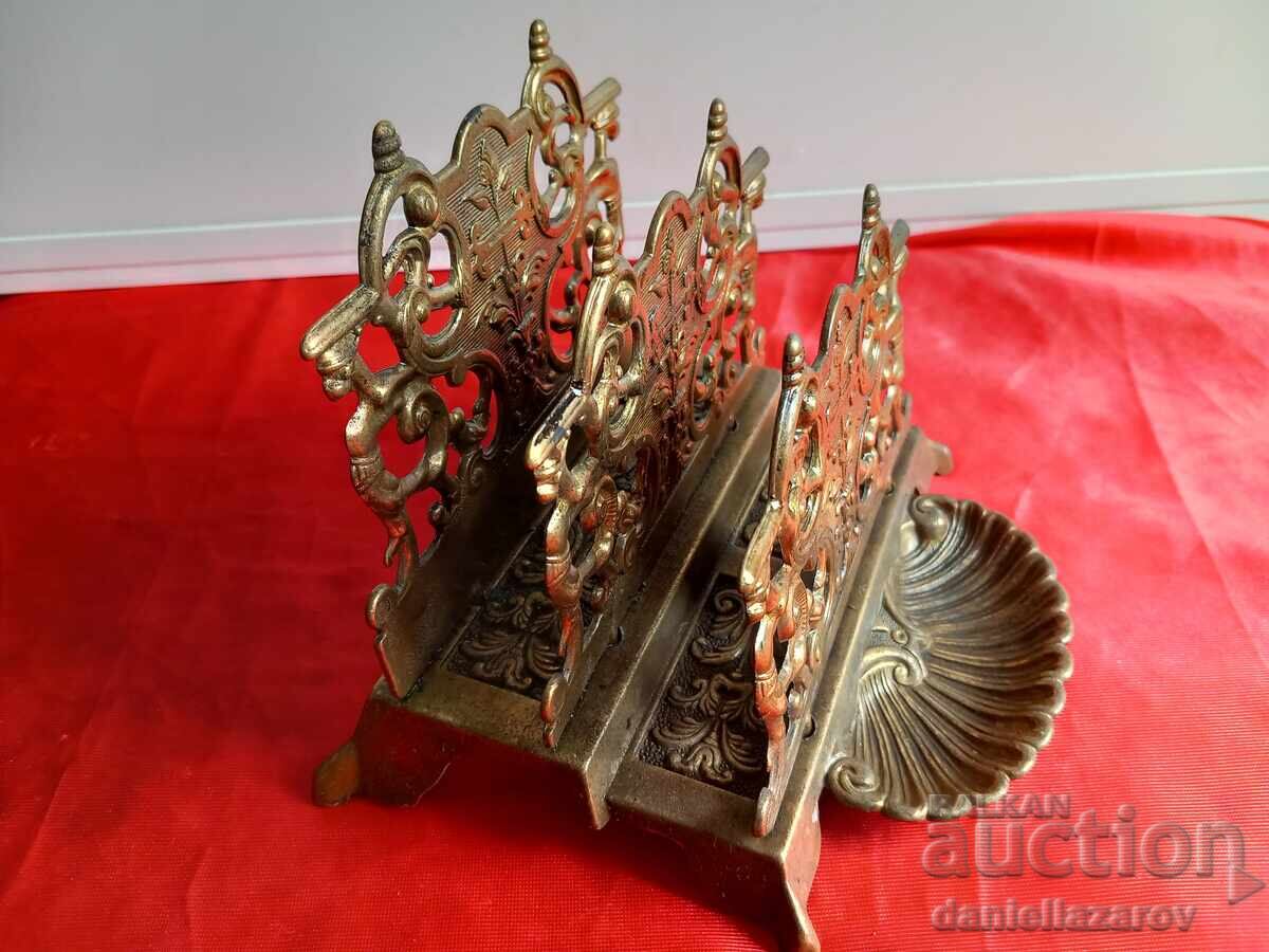 19th Century Antique Victorian Bronze Letter Rack - 5