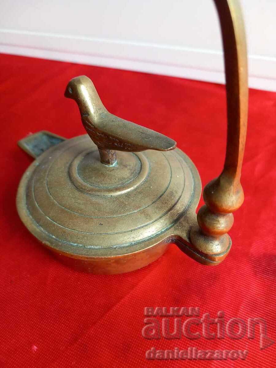 Παράδοση Παλαιά Οθωμανική Χάλκινη Λυχνία με Πουλί