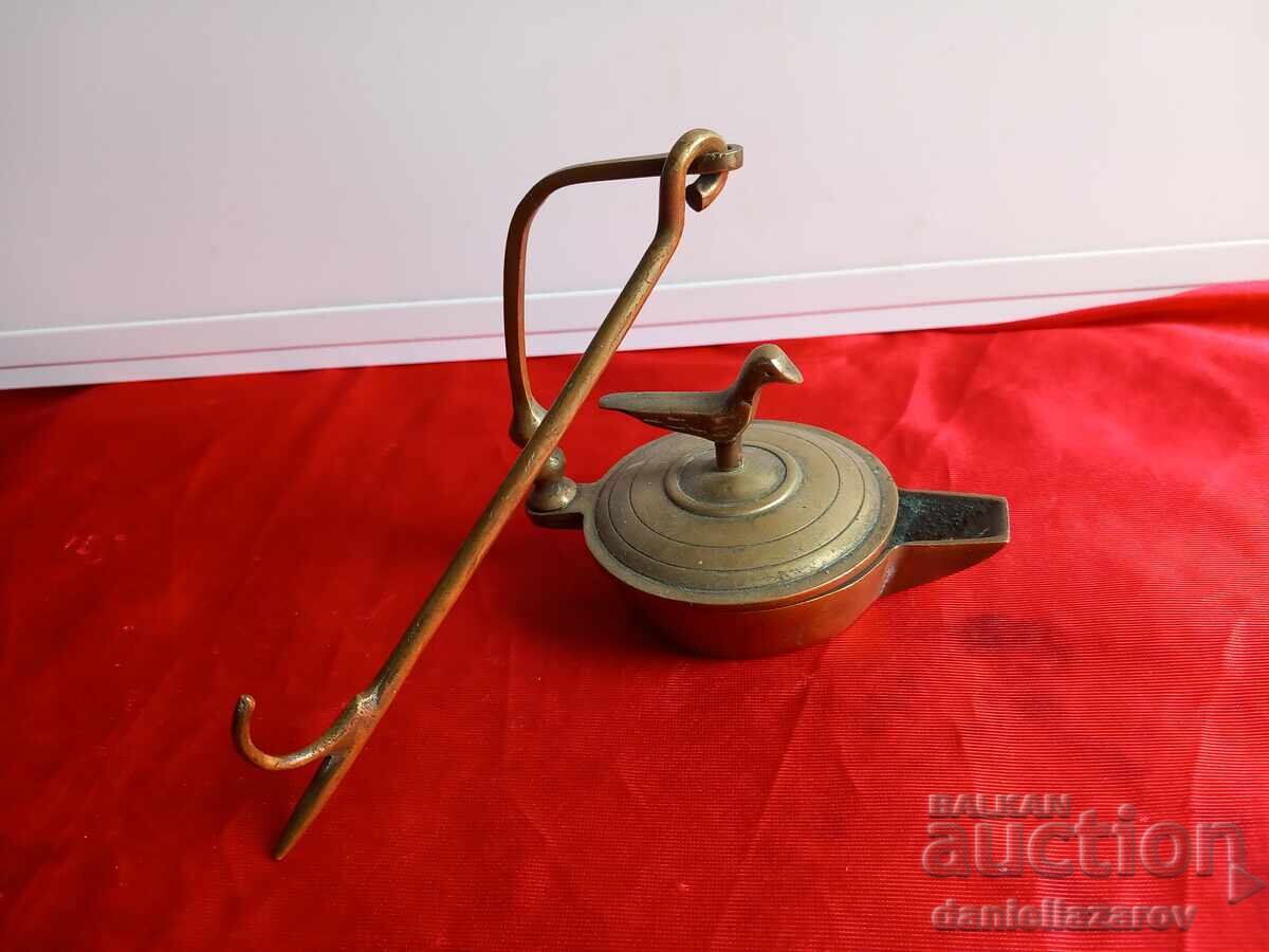 Παλαιά Οθωμανική Χάλκινη Λυχνία με Πουλί