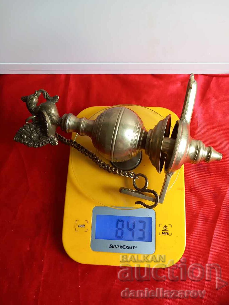 Lampă de Ulei Veche Mare din Bronz Rar - 6
