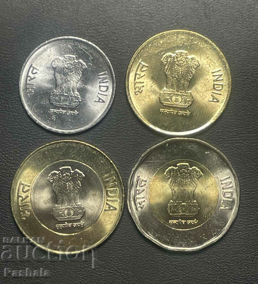 Индия 2 ,5, 10, 20 рупии 2022 г. 4 монети с цена 15.00 лв. | € 7.67