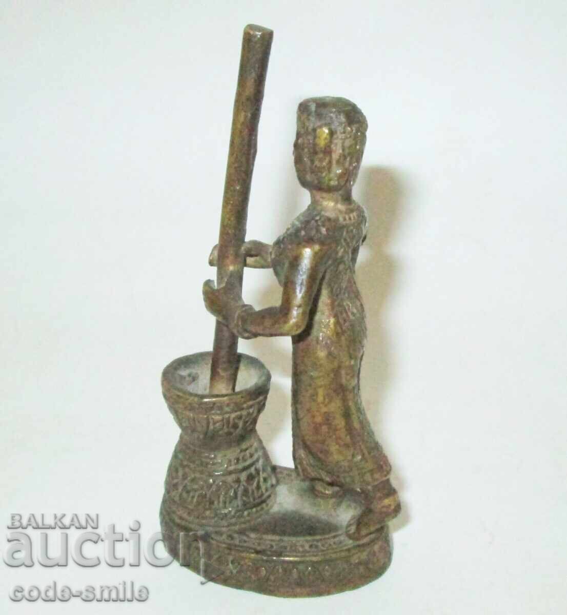 Παλιά, παλαιά μπρούτζινη αγαλματίδιο γυναικείας φιγούρας - 7