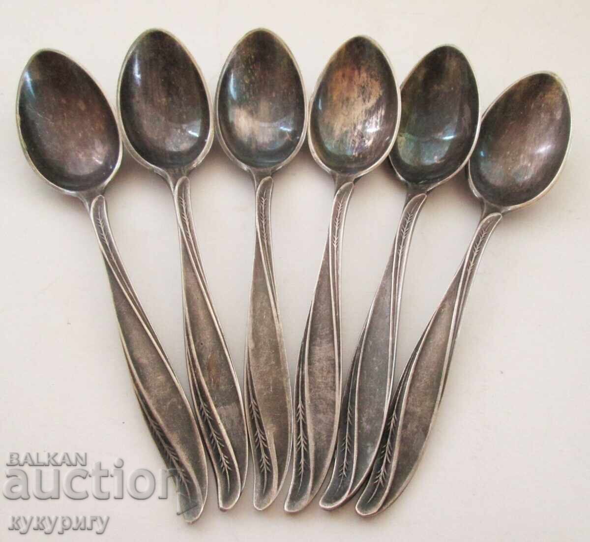 Set of 6 old silver-plated small coffee spoons with price 20.00 BGN | € 10.23